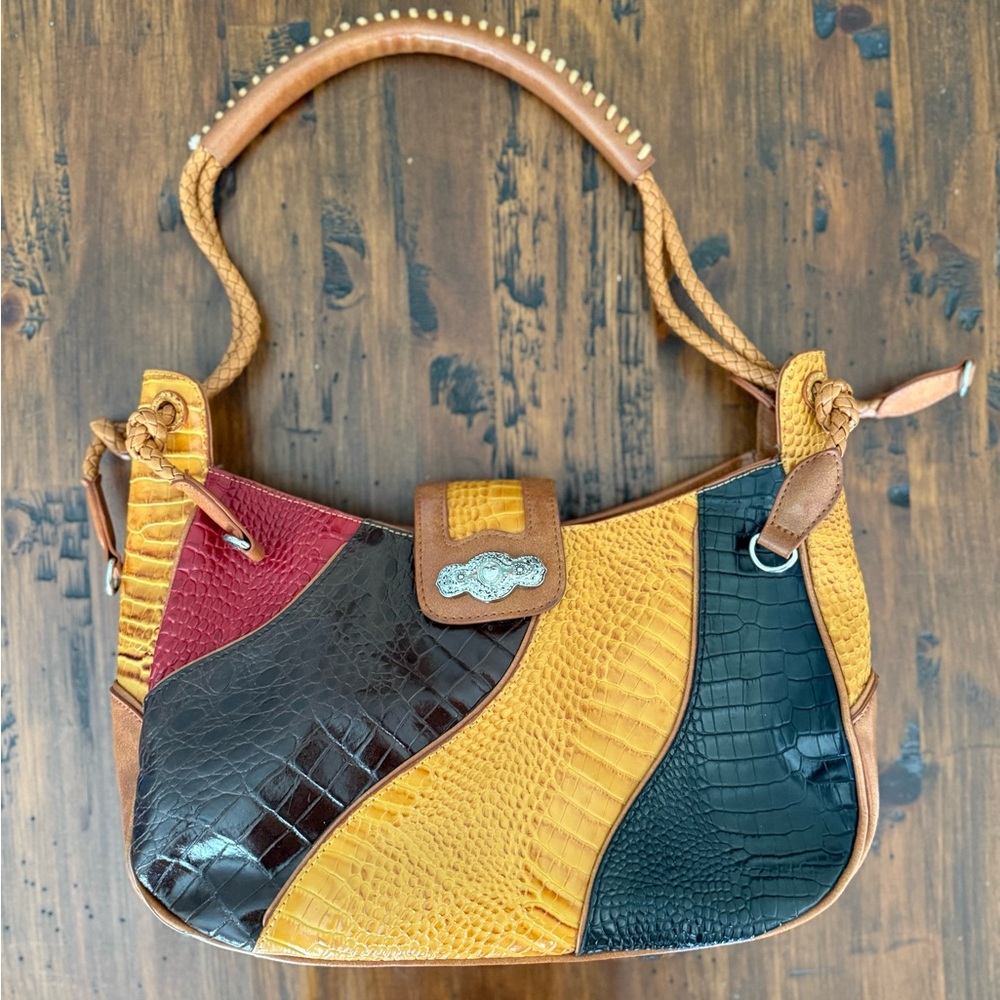 M.C. Multicolor Patchwork Leather Shoulder Bag